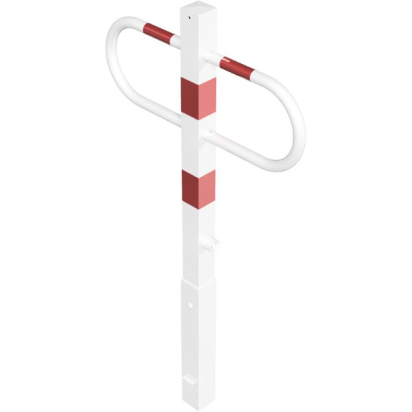 Stein HGS Durchgangs- und Parkplatzsperre mit Dreikantverschluss nach DIN 3223, verzinkt und weiß mit roten Leuchtstreifen, 471fb