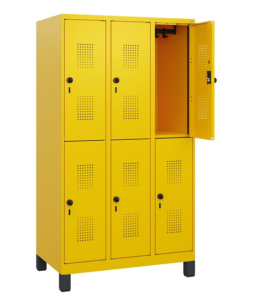 C+P Doppelstöckiger Spind Evolo PLUS, Füße, 6 Fächer, 1630x900x500mm, 1023/1023, Drehriegel, 0493105-30 S10027