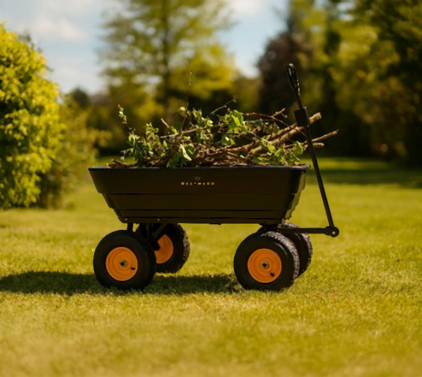 Westmann Kunststoff Gartenwagen mit Kippfunktion, Prakta M Schwarz, 119x60x105cm, WMSK002