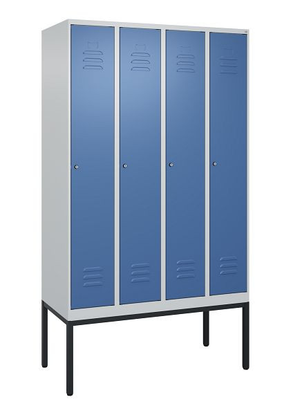 C+P Umkleidespind Classic PLUS, Gestell, 4 Abteile, 2120x1200x500mm, 7035/5023, Zylinderschlösser, 0800307-40 S10020