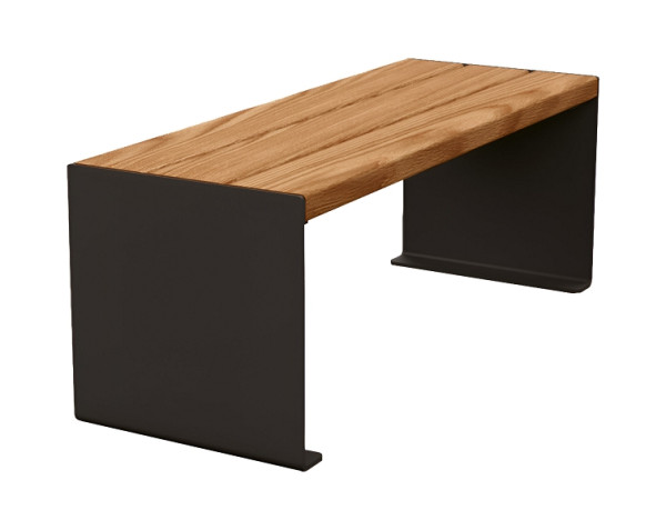 Procity Sitzbank Kube, 1200 mm, Stahl & Holz Ohne Rückenlehne, helle Eiche/RAL 9005, 306390.9005.CHEC