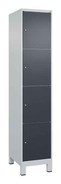 C+P Schließfachschrank Classic PLUS, Füße, 1950x400x500mm, 7035/7016, mit 4 Fächern, 080010-124 S10008