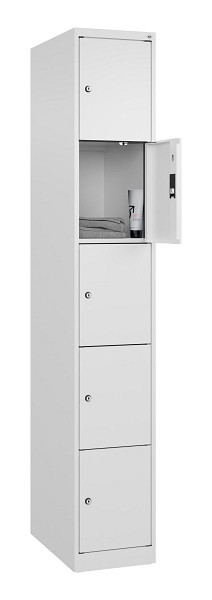 C+P Schließfachschrank Evolo PLUS, 5 Fächer, 1850x300x500mm, 9016/9016, 049000-105 S10020