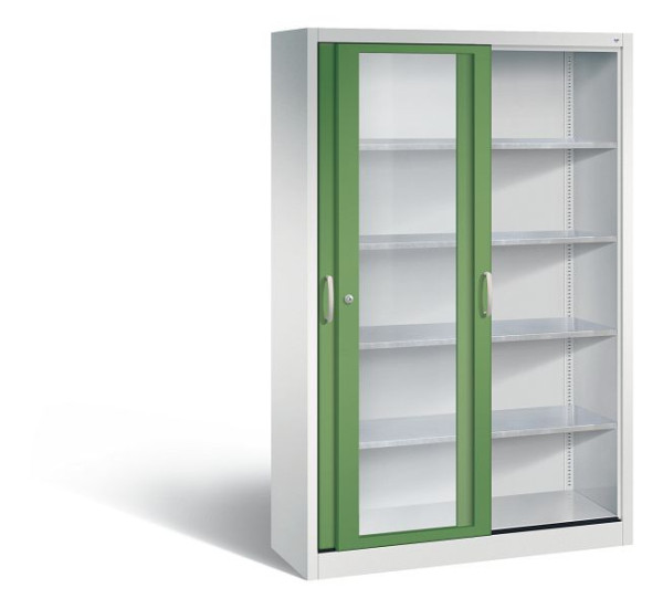 C+P Schiebetürenschrank Acurado, H1950xB1200xT400mm, Farbe: Lichtgrau / Resedagrün, Bügelgriff, 2049-055 S10033