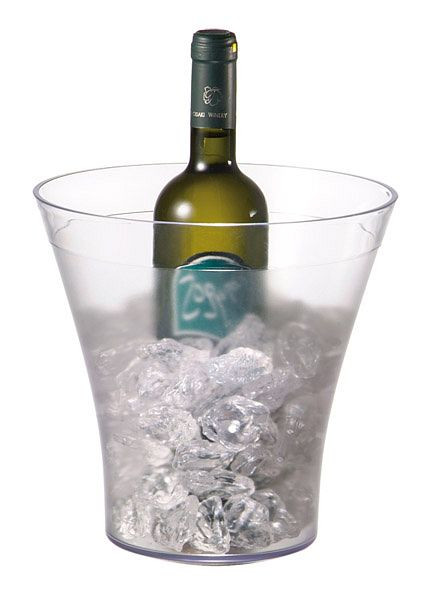 APS Wein- / Sektkühler, Ø (oben) 22 cm, Höhe: 23 cm, SAN, transparent gefrostet, glasklarer Rand, Fuß Ø: 14 cm, 36066