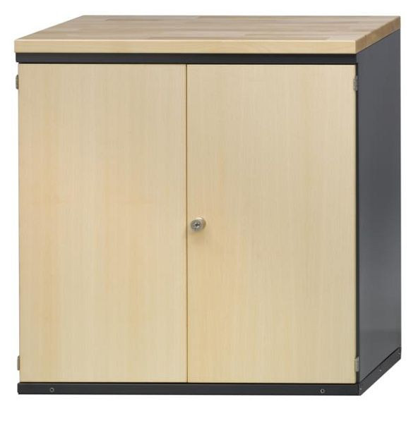 ANKE Werkbänke Sideboard; 1084 x 630 x 1040 mm; RAL 7016/Buche Dekor; Buche-Massiv-Platte 40 mm; 2 Türen; 2 Einlegeböden fest, 620.005