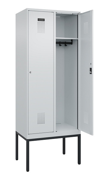 C+P Spind Evolo PLUS, Gestell, 2 Abteile, 2120x800x500mm, 7035/7035, Verschluss Zylinderschloss, Ablageböden 2, 0490307-22 S10040