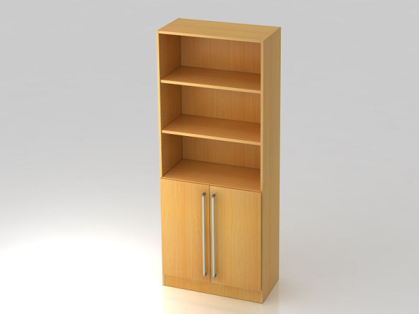 Hammerbacher Schrank 5OH, 2 Türen unten Sockelblende, Chromgriff Buche/Buche, 80x42x200,4 cm (BxTxH), V7700/6/6/CE