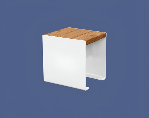 Procity Sitzbank Kube, 450 mm, Stahl & Holz Ohne Rückenlehne, helle Eiche/RAL 9010, 306397.9010.CHEC