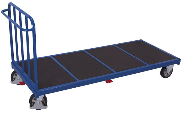 VARIOfit Stirnwandwagen mit senkrechten Streben, Ladefläche: 1.345 x 880 mm, RAL 5010 enzianblau, Radsatz: Bereifung aus Elastikvollgummi, sw-1302