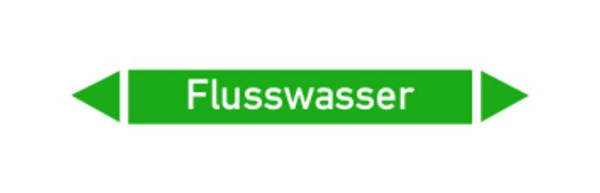 Schilder Klar Rohrleitungskennzeichen Flusswasser, 100x15 mm Folie selbstklebend, 101425/60