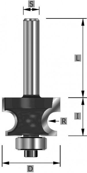 Edessö Halbstabfräser HW mit Kugellager, A: 28,6, R: 6,35, B: 19,05, C: 12, 112228612
