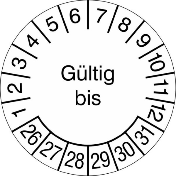 Stein HGS Prüfplaketten ohne Jahresfarbe (6 Jahre), Gültig bis, 2026-2031, 31.3688-26