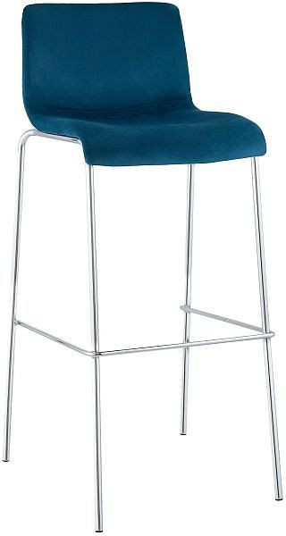 CLP Barhocker Hoover Samt 4-Fuß Chrom, blau, 327057