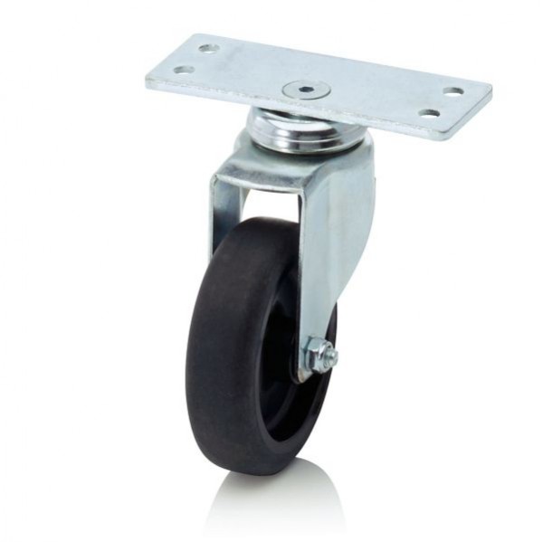 Auer Lenkrolle, 10 x 3 cm, Stahl verzinkt, ESD-Gummirad schwarz, ohne Totalfeststeller, passend für Big Boxen 120 x 80 und 120 x 100, RLESV100x30P140x52