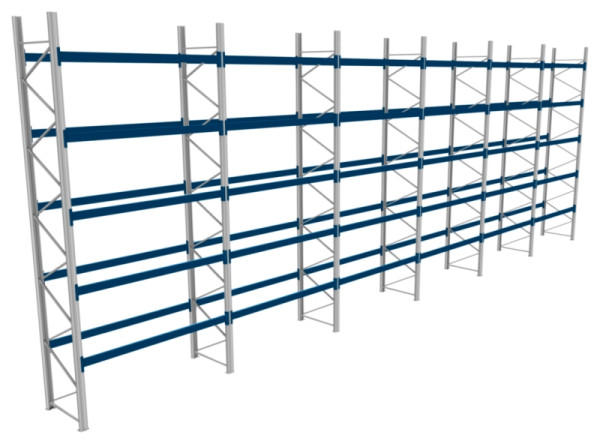 BITO Palettenregal P4 6005x1100x17100 Komplettregal, 5E, 800 RAL5010 U, 56486