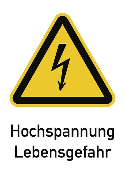Moedel Hochspannung Lebensgefahr, Kombischild, Folie, 131x185 mm, 98753