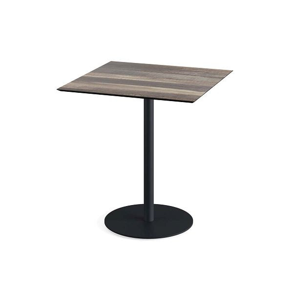 Feros Urban Terrassentisch Schwarz gestell + Tropical Wood HPL 70x70 cm, 130011277