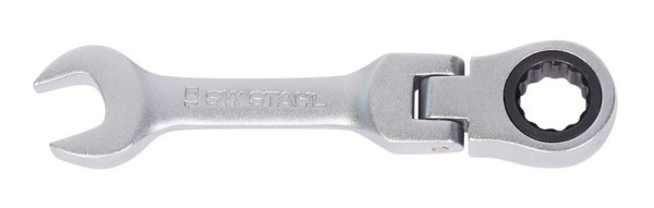 SW-Stahl Gabelringratschenschlüssel, 10 mm, mit Gelenk, kurz, 03540L-10
