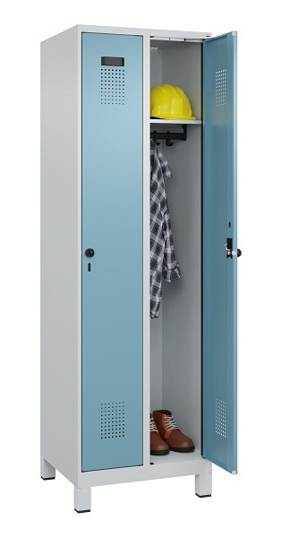 C+P Spind Evolo PLUS, mit Füßen, 2 Abteile, 1950x600x500mm, 7035/0010, Verschluss Drehriegel, Ablageböden 2, 049010-20 S10009