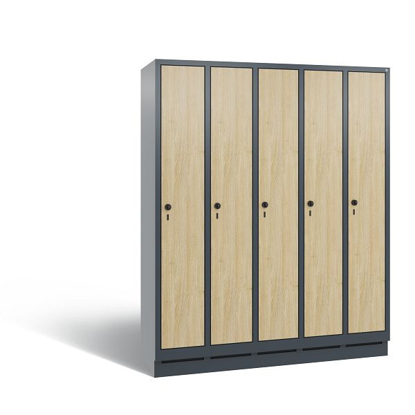 C+P Spind Evolo, 5 Abteile, H1800xB1480xT500 mm, Anthrazit/HPL Eiche, 48020-50 S10732