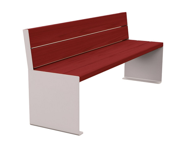 Procity Sitzbank Kube, 1800 mm, Mit Rückenlehne Stahl & Holz Ohne Armlehnen, Mahagoni/RAL 7044, 306384.7044.ACAJ
