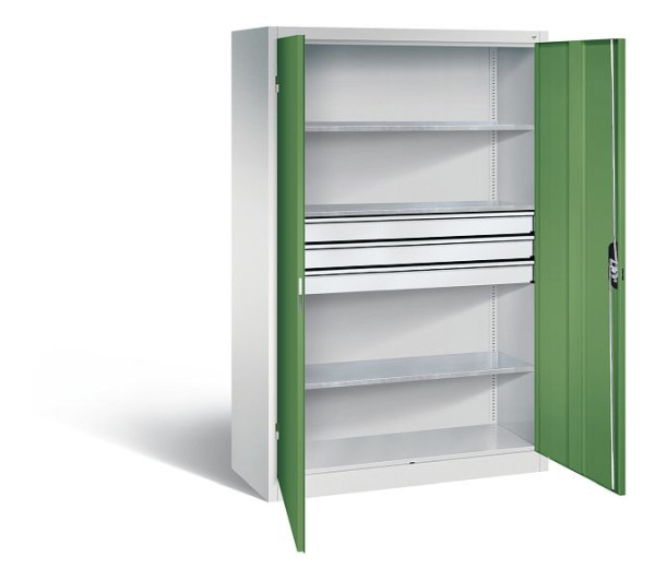 C+P Werkzeugschrank Acurado, H1950xB1200xT500mm, Farbe: Lichtgrau / Resedagrün, Muldengriff, 8931-5030 S10085