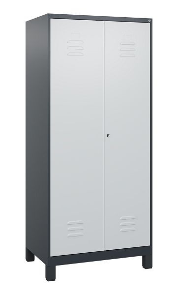 C+P Umkleidespind Classic PLUS, Doppel-Spind, Füße, 2 Abteile, 1800x800x500mm, 7016/7035, Zylinderschloss, 0800127-22P S10028