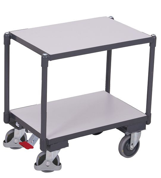 VARIOfit ESD Euro-Systemroller mit 2 Ladeflächen, Ladefläche: 610 x 415 mm, RAL 7024 graphitgrau, Ladehöhe: 235 / 665 mm, sw-410.546