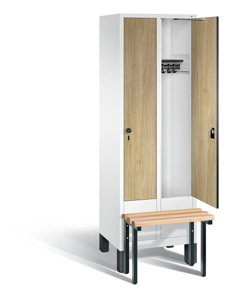 C+P Garderobenschrank Evolo, H1850xB610xT815mm, Farbe: Verkehrsweiß / Dekor Eiche Sereno, 48030-20 S10144