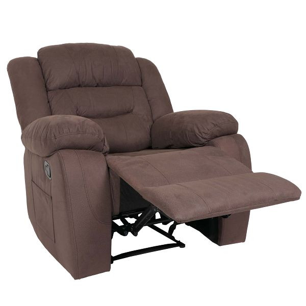 Mendler Fernsehsessel HWC-J57, XXL Relaxsessel TV-Liegesessel Nosagfederung Wildleder-Optik Stoff/Textil bis 200kg, braun, 107021