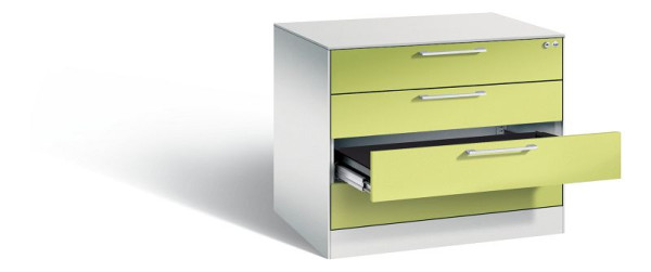 C+P Karteischrank Asisto, H710xB800xT600mm, Farbe: Lichtgrau / Viridingrün, Bügelgriff, 146273-424 S10019