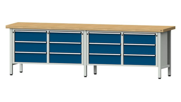 ANKE Werkbänke Kastenwerkbank, Modell 108 V, 2800 x 700 x 850 mm, RAL 7035/5010, BMP 50 mm, 301.446