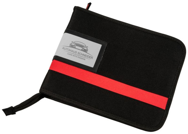 Eichner Schlüsselmappe schwarz/rot, Polyester Größe: 22x27,5x4 cm, abnehmbare Schlüsselclips, Beschriftungsfelder, umlaufender Reißverschluss, 9201-00034
