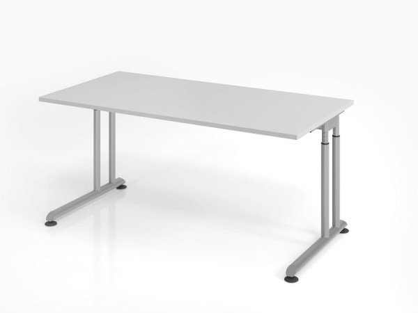 Hammerbacher Schreibtisch ZS16, 160 x 80 cm, Platte: Grau, 25 mm dick, ABS-Dickkante, Rechteckform, Silber, VZS16/5/S