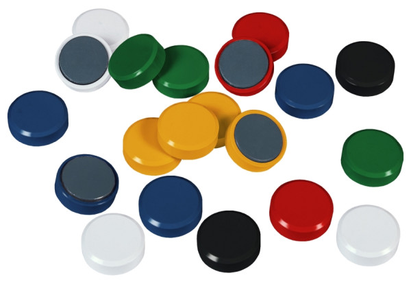 Eichner Facettenrand-Magnet, Durchmesser 30 mm, Höhe 10 mm, Haftkraft 0,6 kg, farbig sortiert, VE: Pack mit 20 Stück in verschiedenen Farben, 9177-00519