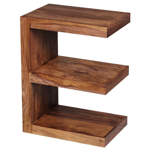 Wohnling Beistelltisch MUMBAI Massivholz Sheesham E Cube 60cm hoch Design braun Landhaus-Stil, WL1.304