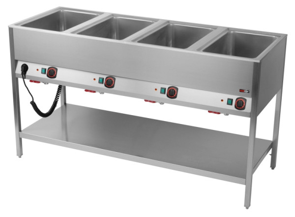 A&S Gastro Bain-Marie-Station 4x GN 1/1, aus Edelstahl, BMSD-4120