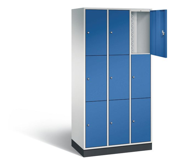 C+P Schließfachschrank Intro, H1950xB920xT490mm, Farbe: Lichtgrau / Enzianblau, 8370-301 S10015
