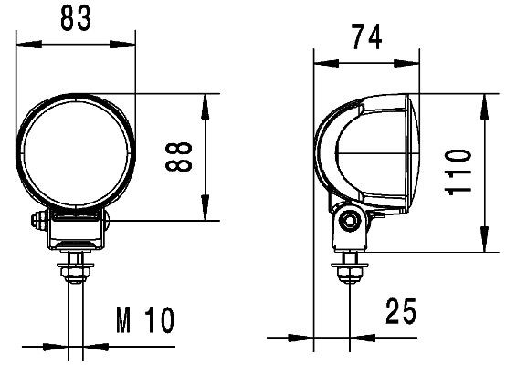 HELLA LED-Arbeitsscheinwerfer - Modul 70 Gen. 3.2 - 12/24V - 1800lm - Anbau/geschraubt - schwenkbarer Montagebügel - Nahfeldausleuchtung, 1G0 996 576-041