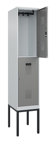 C+P Doppelstock-Spind Evolo PLUS, Gestell, 2 Fächer, 2120x400x500mm, 7035/0004, Zylinderschloss, 0493307-12 S10041