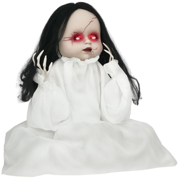 HOMCOM Halloween-Dekoration Horrorpuppe, LED-Augen, heult, springt hoch, Geräusch- & Bewegungssensor, 844-686V00WT