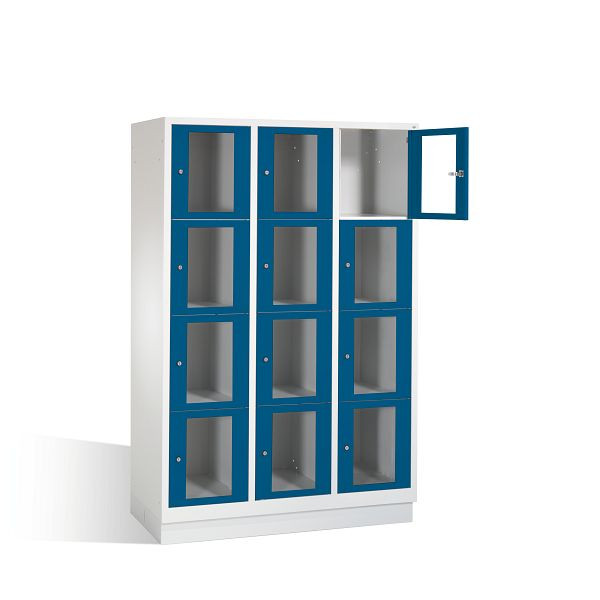 C+P Schließfachschrank Classic, H1800xB1200xT500mm, Farbe: Lichtgrau / Enzianblau, 8020A324 S10003