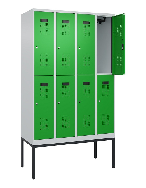 C+P Doppelstock-Spind Evolo PLUS, Gestell, 8 Fächer, 2120x1200x500mm, 7035/6037, Zylinderschloss, 0493307-40 S10038