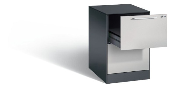 C+P Karteischrank Asisto, H710xB440xT600mm, Farbe: Schwarzgrau / Weißaluminium, Bügelgriff, 146275-221 S10009