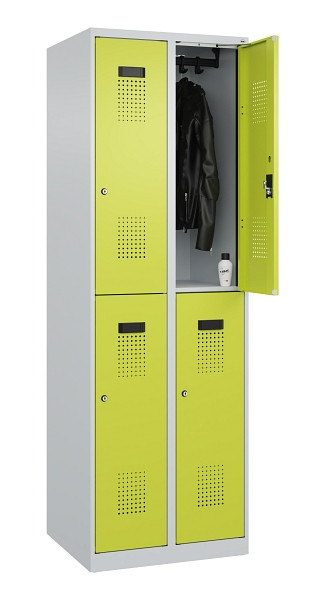C+P Doppelstöckiger Spind Evolo PLUS, 4 Fächer, 1850x600x500mm, 7035/0024, Zylinderschloss, 049300-20 S10042