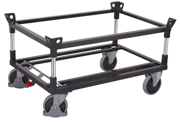 VARIOfit Fahrgestell mit 2 Winkelrahmen, Ladefläche: 810 x 610 mm, RAL 7016 anthrazitgrau, Radsatz: Bereifung aus Gummi, sw-870.113/AG