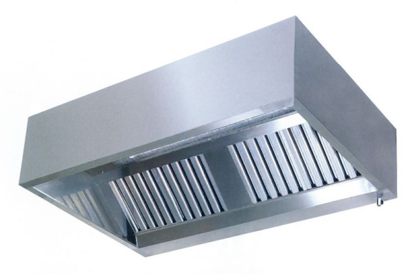A&S Gastro Wandhaube Edelstahl, ohne Motor umlaufende Auffangrinne, Beleuchtung mit Leuchtstoffröhre, 1.600x900x450 mm, WHK160/90
