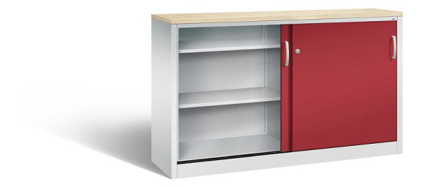 C+P Sideboard mit Schiebetüren Acurado, H1000xB1600xT400mm, Farbe: Lichtgrau / Rubinrot, Bügelgriff, 2146-00 S10181