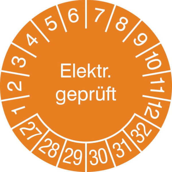 Stein HGS Prüfplaketten mit Jahresfarbe (6 Jahre), orange, 2027-2032, 31.3654-27